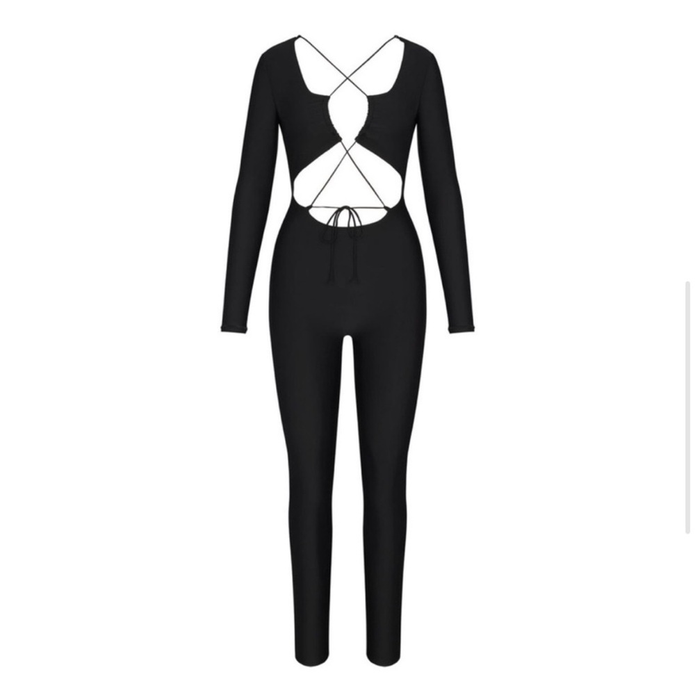 SKIMS Lace-Up‎ Catsuit Jumpsuit One Piece in black NWOT - Picture 4 of 9